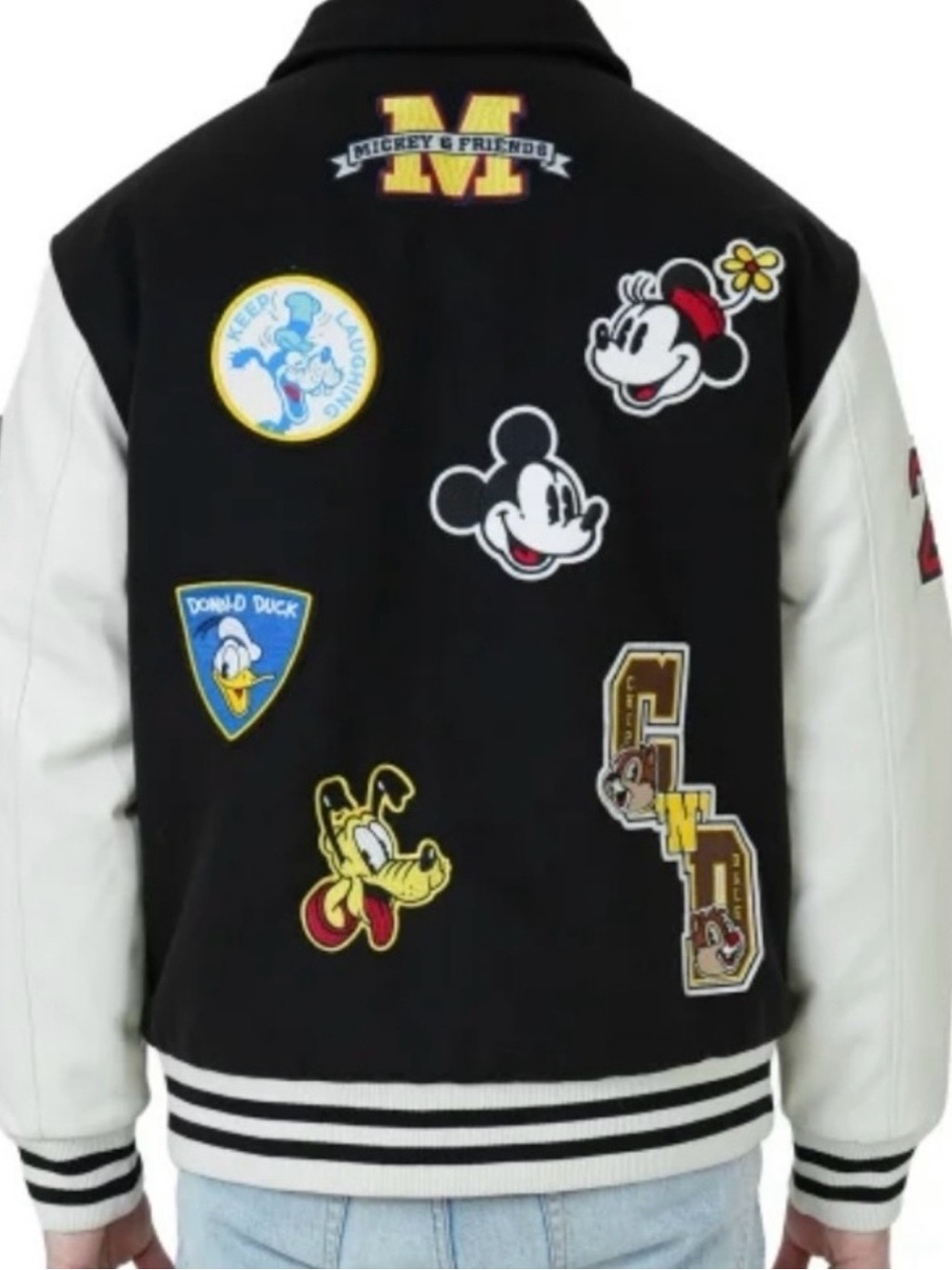 Black & White Graphic Mickey Varsity Jacket - Picture 6 of 8